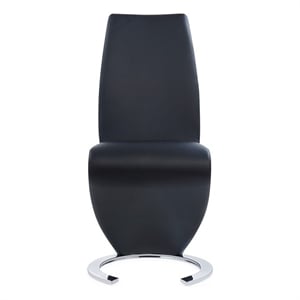 Faux Leather Z-Shape Dining Chairs in Black (Set of 2)