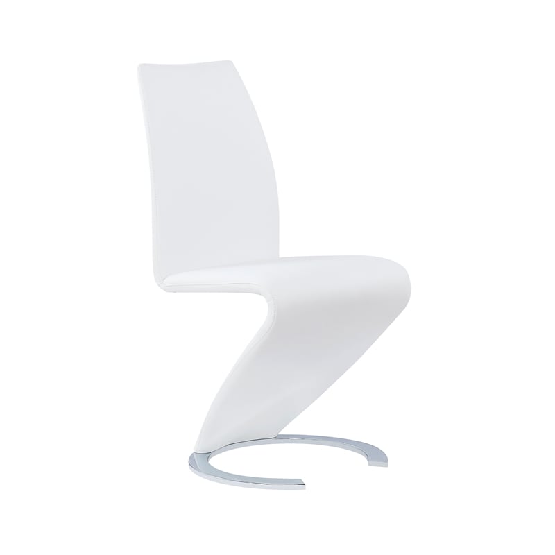 Faux Leather Metal Dining Chairs in White (Set of 2)