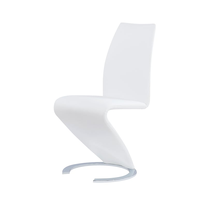 Faux Leather Metal Dining Chairs in White (Set of 2)