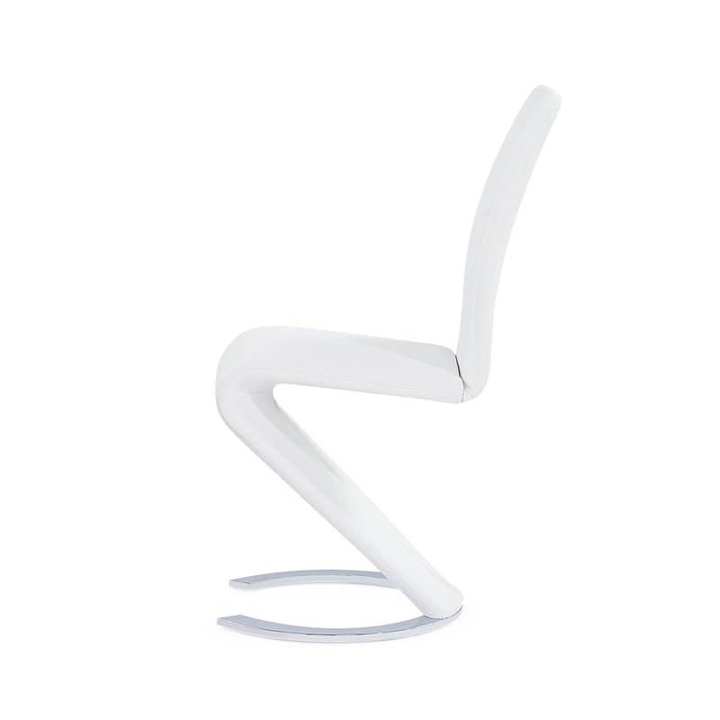 Faux Leather Metal Dining Chairs in White (Set of 2)