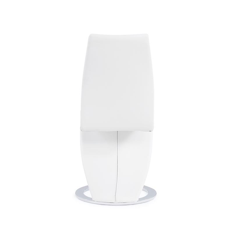 Faux Leather Metal Dining Chairs in White (Set of 2)