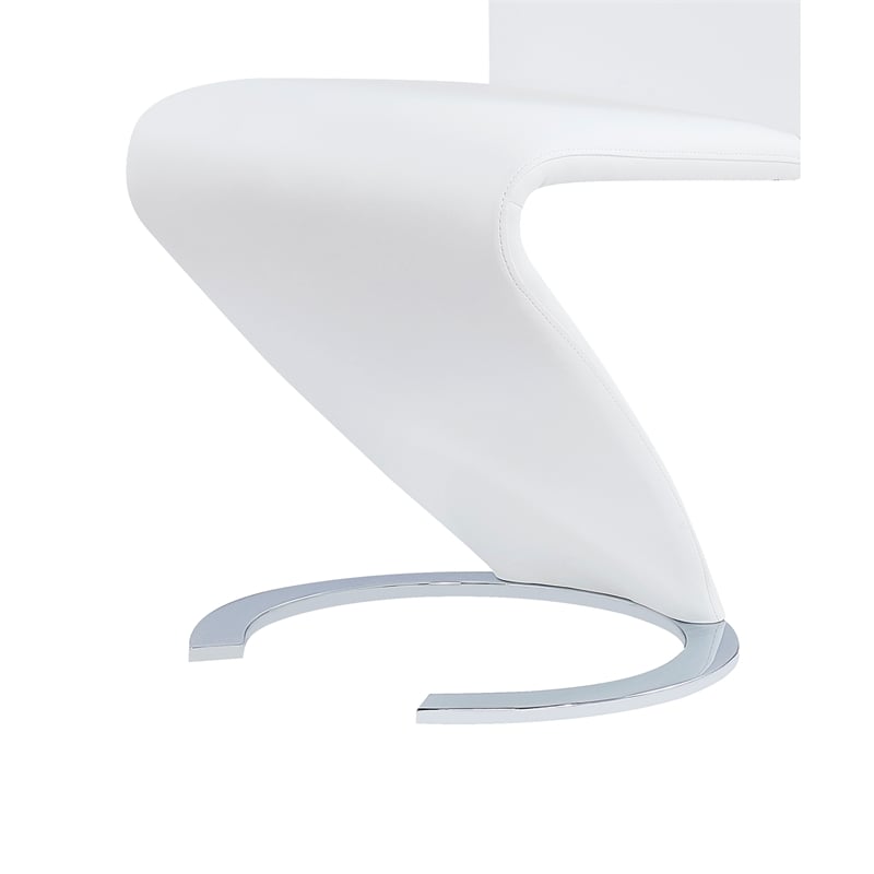 Faux Leather Metal Dining Chairs in White (Set of 2)