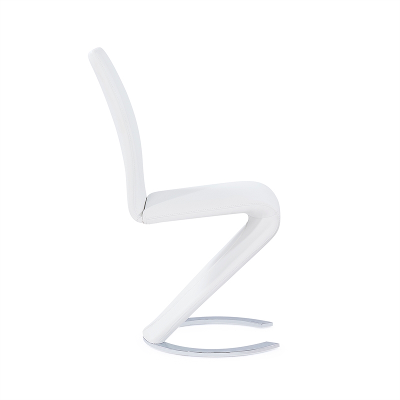 Faux Leather Metal Dining Chairs in White (Set of 2)