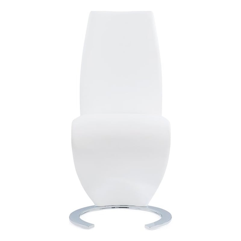 Faux Leather Metal Dining Chairs in White (Set of 2)
