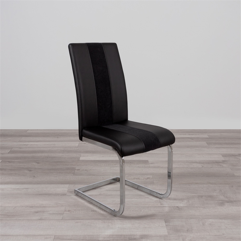 Faux Leather Dining Chairs in Black (Set of 4)