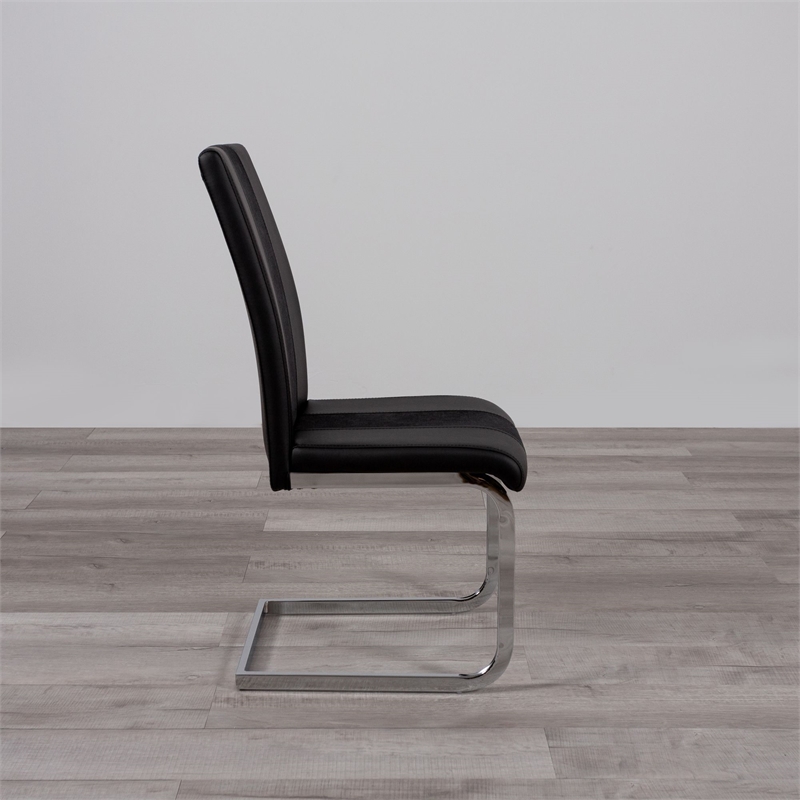 Faux Leather Dining Chairs in Black (Set of 4)