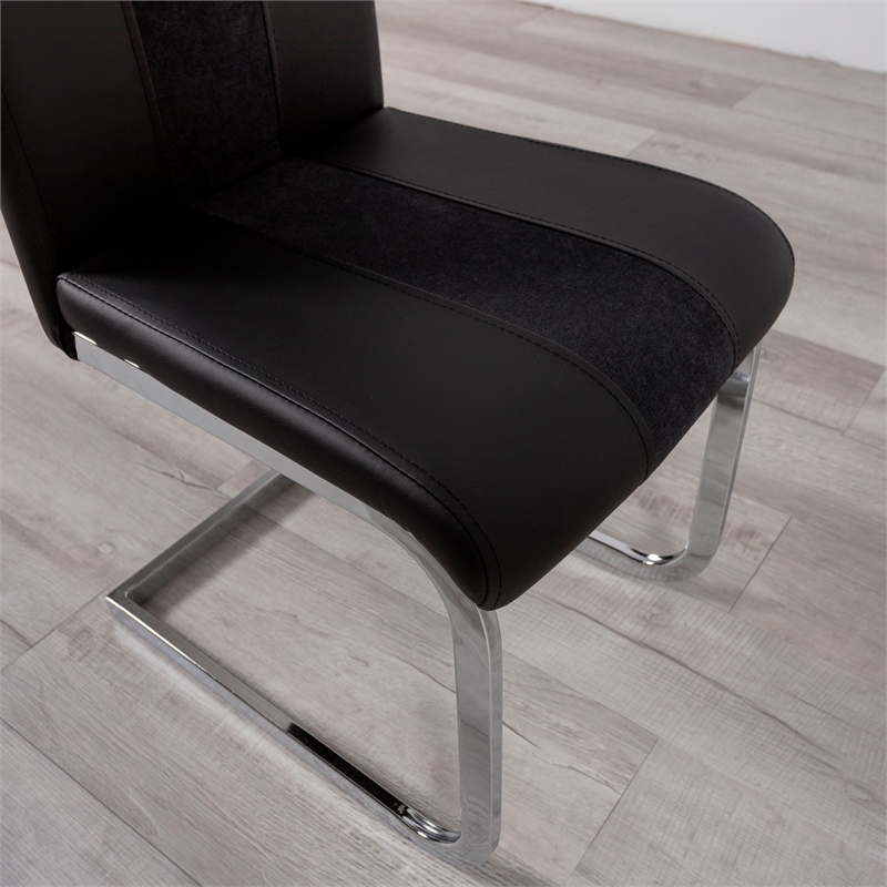 Faux Leather Dining Chairs in Black (Set of 4)