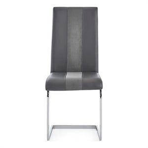 Gray Faux Leather Dining Chairs with Silver Metal Base (Set of 4)