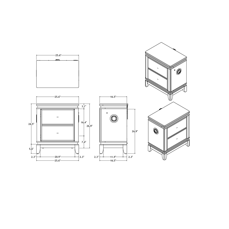Alina White Bedside Table with Cooler/ LED /USB and Bluetooth Speaker