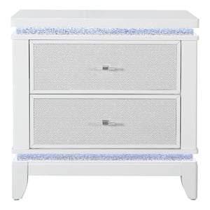 Alina White Bedside Table with Cooler/ LED /USB and Bluetooth Speaker