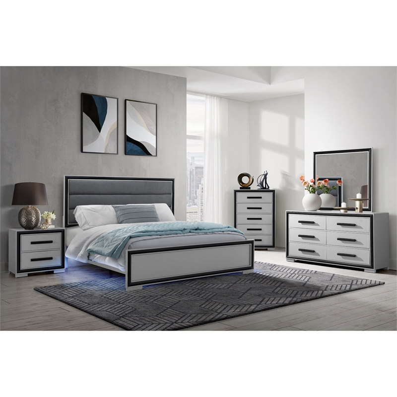 Amelia Grey/Black Nightstand with Cooler and Speaker