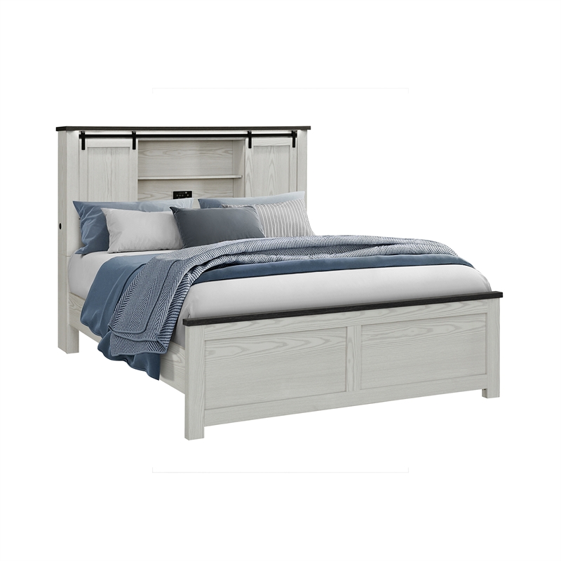 Ava Beige Bookcase Headboard 5PC Full Bedroom Set