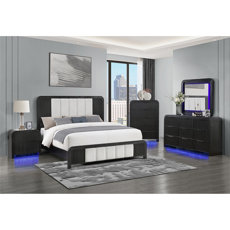 Beckett Black 5 Drawer Bedroom Chest with LED Lighting