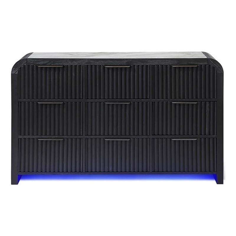 Beckett Black and White Solid and Engineered Wood Spacious Drawer Dresser