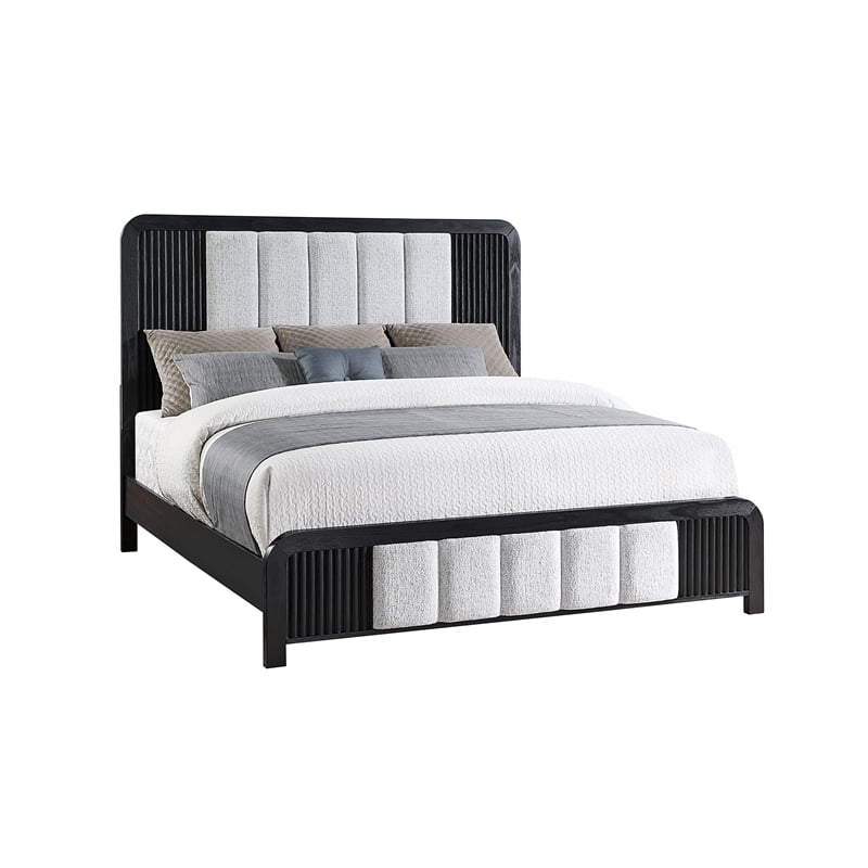 Beckett Black and White Curved Edges Panel King Bed