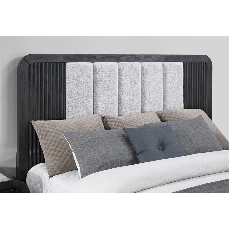 Beckett Black and White Curved Edges Panel King Bed