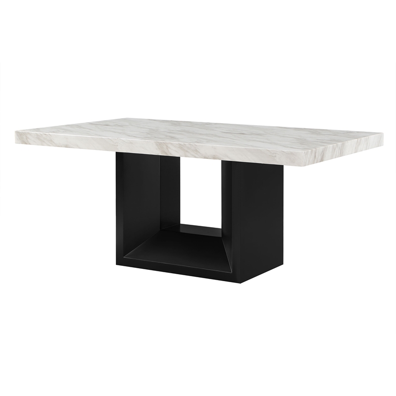 Black and White Modern Dining Table with Pedestal Base
