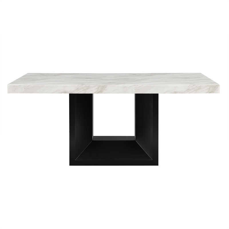Black and White Modern Dining Table with Pedestal Base