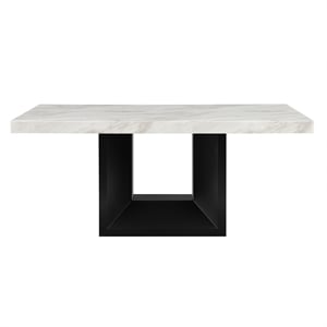 Black and White Modern Dining Table with Pedestal Base