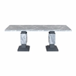 Gray Wood Dining Table with Double Pedestal Base