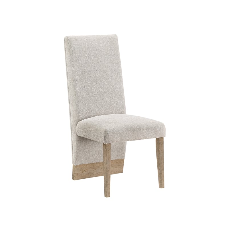 D12 Wood Beige and Natural Upholstered Set of 2 Dining Chairs