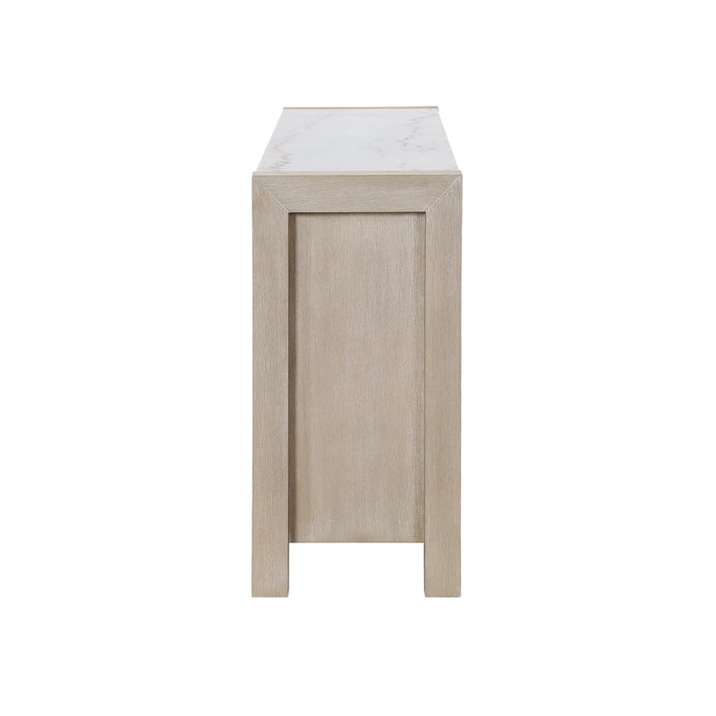 D1321 Light Gray Wooden Buffer with Cabinets and Shelves