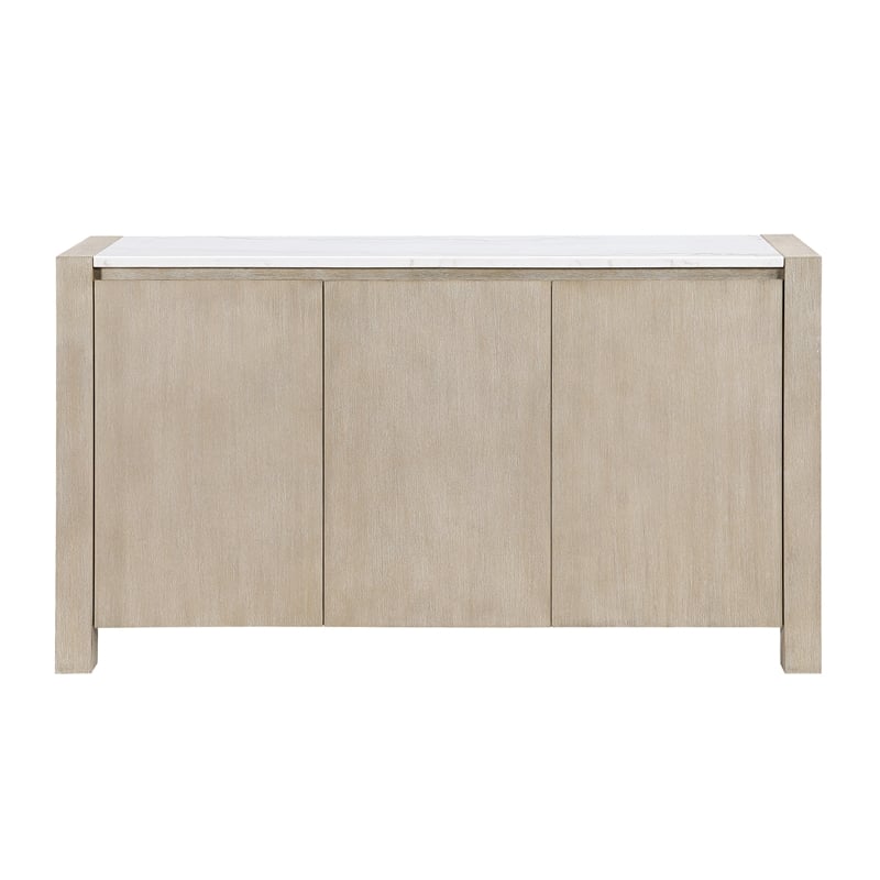 D1321 Light Gray Wooden Buffer with Cabinets and Shelves