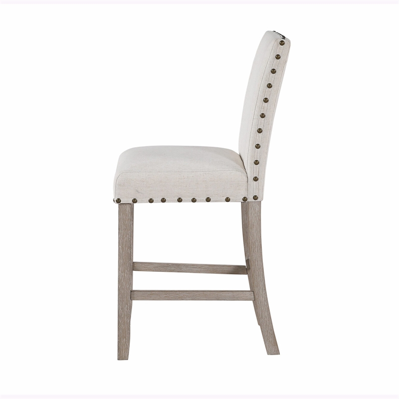 D1622 Soft Textured White Fabric Barstool Set of 2