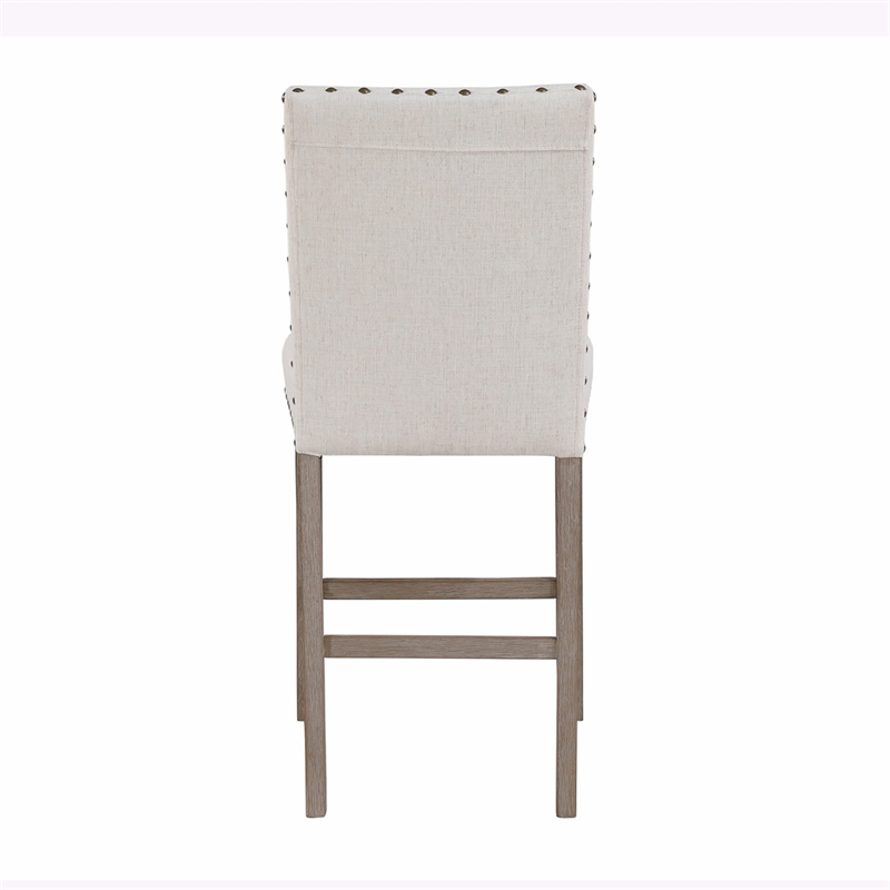 D1622 Soft Textured White Fabric Barstool Set of 2