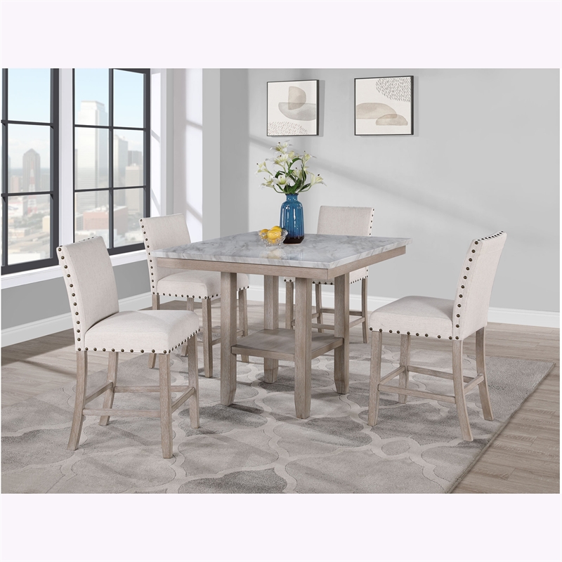 D1622 Soft Textured White Fabric Barstool Set of 2