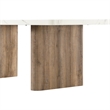 D2504 Faux Marble Wooden Base Fluted Dining Table