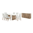 D2504 Faux Marble Wooden Base Fluted Dining Table