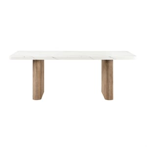 D2504 Faux Marble Wooden Base Fluted Dining Table