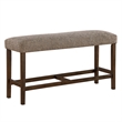 Brown Wood Bar Height Dining Bench with Upholstered Seat