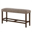 Brown Wood Bar Height Dining Bench with Upholstered Seat