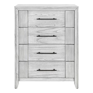 Elsie Washed Gray Wood 5 Drawer Bedroom Chest