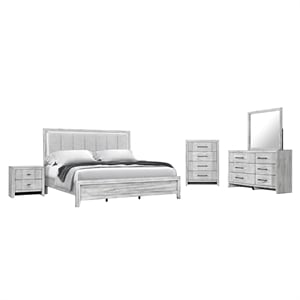 Elsie Gray Wash Wooden 5PC King Bedroom Set