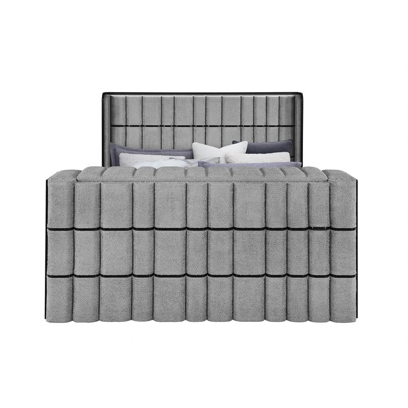 Isabella Gray Fireplace-TV Lift and Speakers King Bed