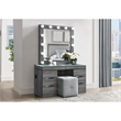 Lexi Gray Wood Vanity Set with Lighted Mirror and Upholstered Stool