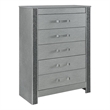 Logan Silver Wood 5 Drawer Bedroom Chest