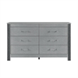 Logan Silver Wood 6 Drawer Bedroom Dresser with Crystal Accents