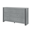 Logan Silver Wood 6 Drawer Bedroom Dresser with Crystal Accents