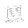Logan Silver Wood 6 Drawer Bedroom Dresser with Crystal Accents