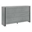 Logan Silver Wood 6 Drawer Bedroom Dresser with Crystal Accents
