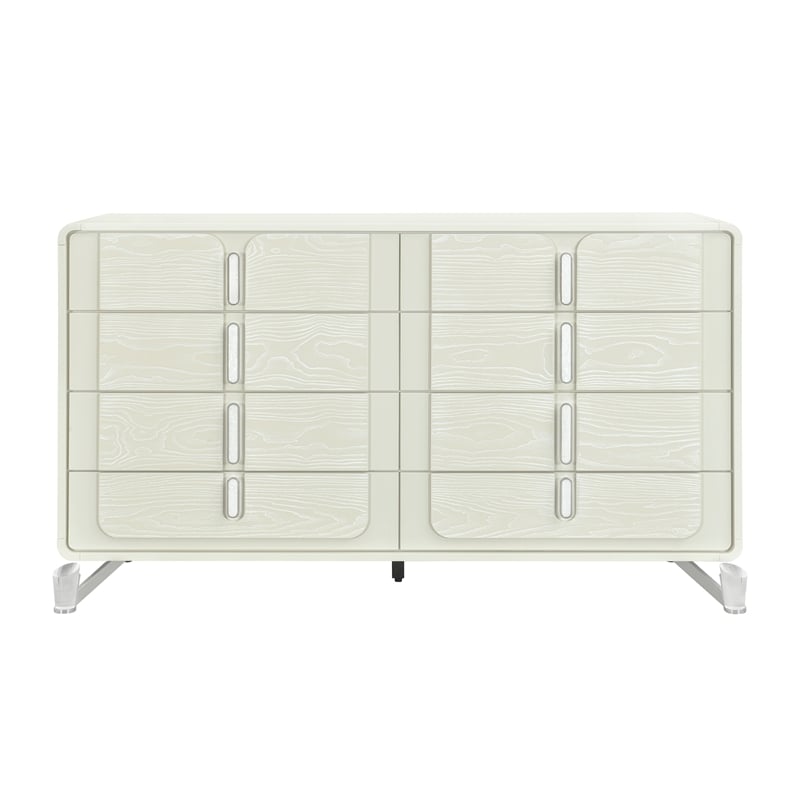 Lyra Acrylic legs Wood Beige Bedroom Dresser