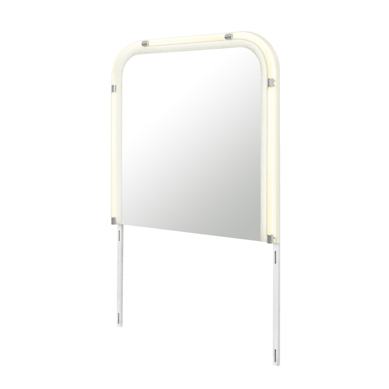 Lyra Beige Glass Large Scale Bedroom Mirror with LED Lighting
