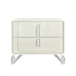 Lyra Beige Wood Nightstand with USB Charging Port - 2 Drawers & Modern Design
