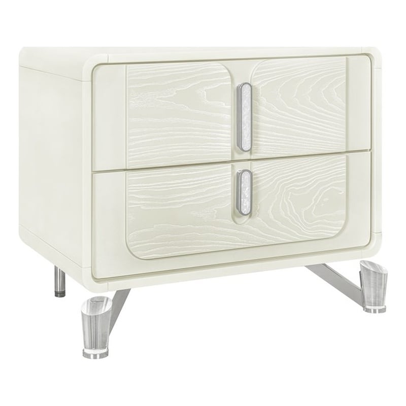 Lyra Beige Wood Nightstand with USB Charging Port - 2 Drawers & Modern Design