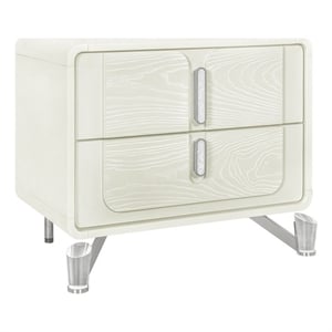 Lyra Beige Wood Nightstand with USB Charging Port - 2 Drawers & Modern Design