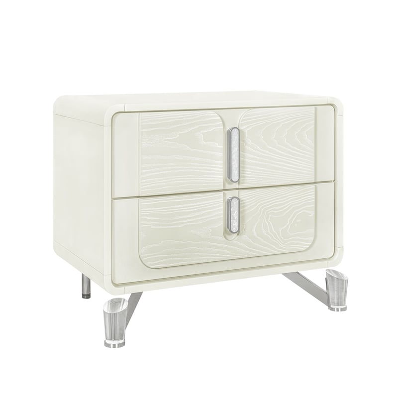 Lyra Beige Curved Hdbd and LED Light 5PC Queen Bedroom Set with Acrylic Legs